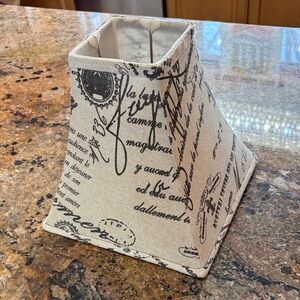 Neutral Script Print Square Tapered Lamp Shade